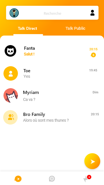 Contacts screen