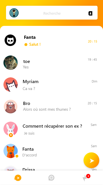 Contacts screen